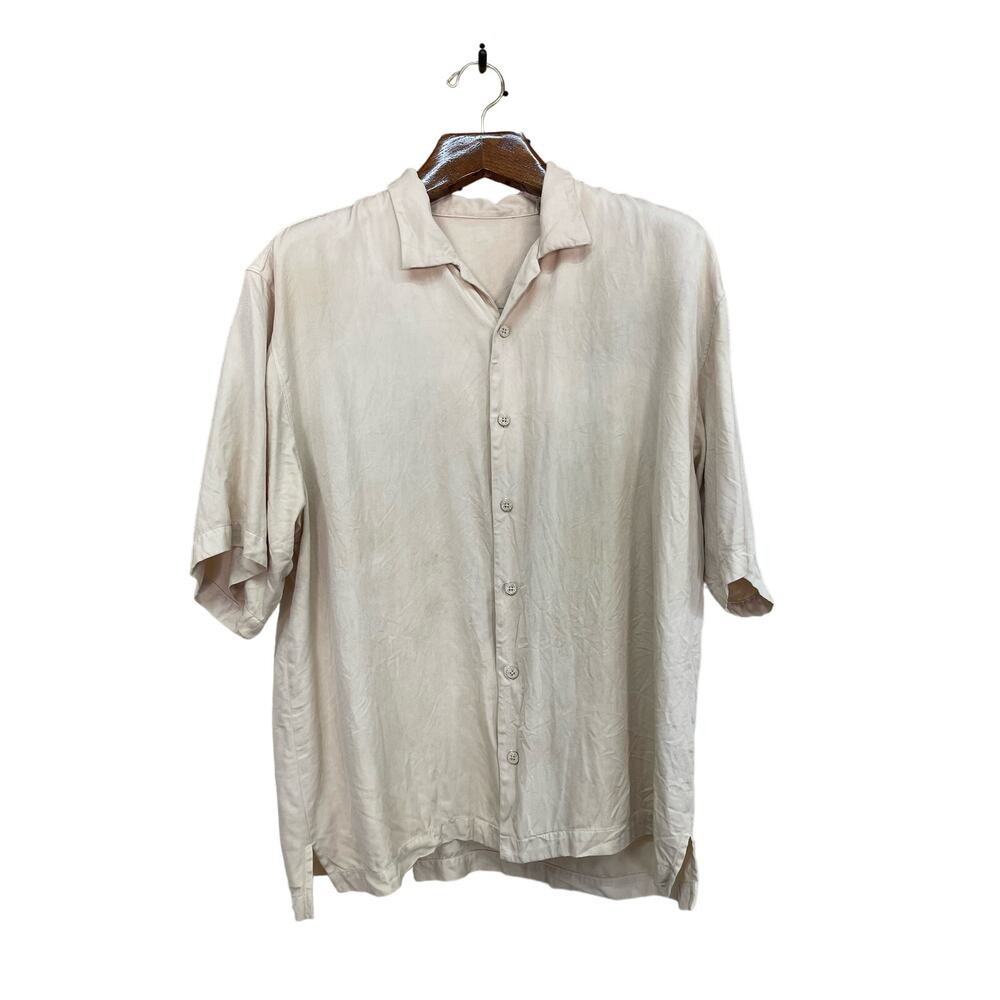 Tommy Bahama Mens RumFellas Silk Button Up Embroidered Tan Sz XL Maduro